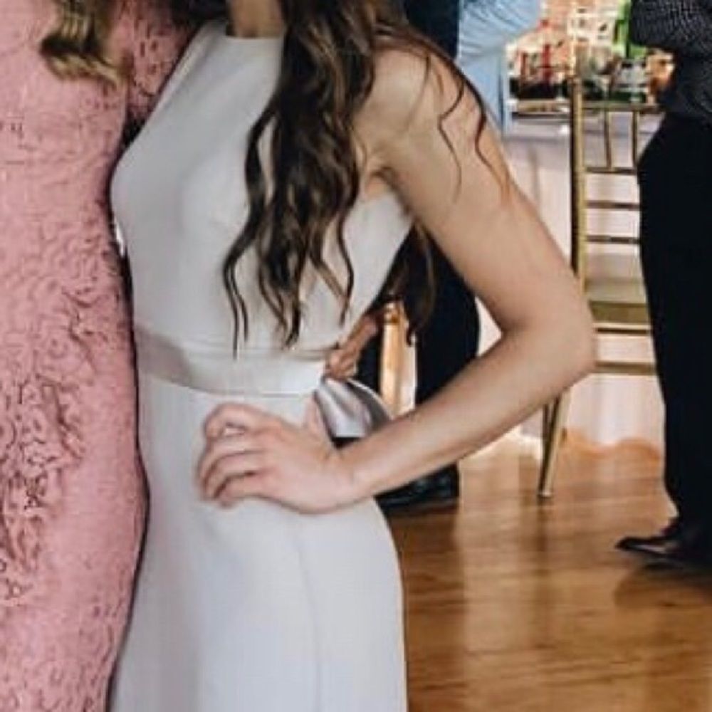 TFNC bow back maxi Bridesmaid dress in gray - Picture 7 of 8